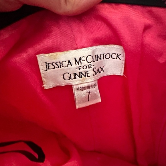 Vintage Jessica McClintock for Gunne Sax Hot Pink Strapless Dress - Size 7 - Picture 6 of 10